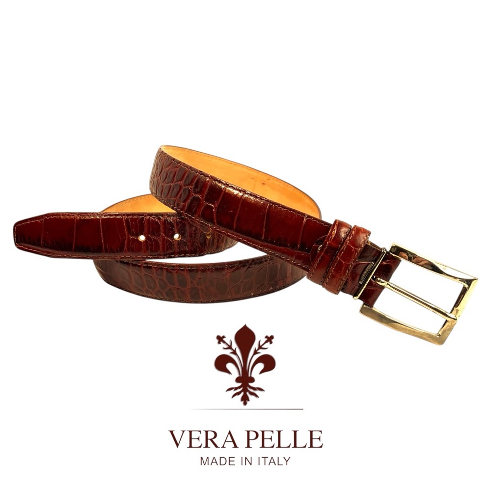 VERA PELLE  Real Italian Leather Men's Belt Tan 41"